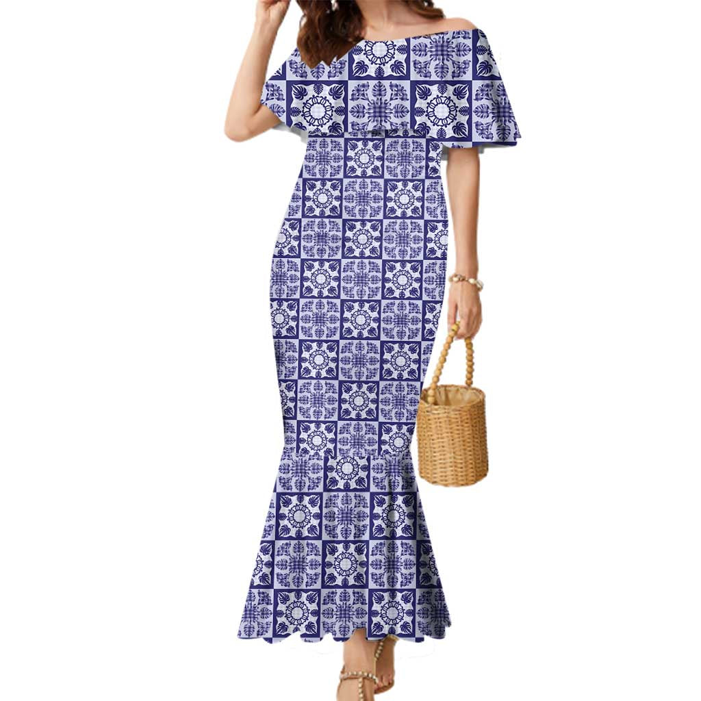 Polu Palaka Quilt Hawaii Family Matching Mermaid Dress and Hawaiian Shirt Hawaiian Tropical Monstera Sea Turtle