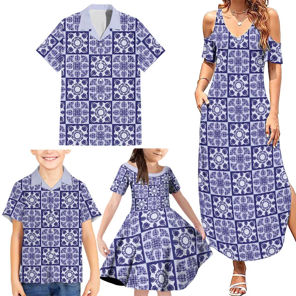 Polu Palaka Quilt Hawaii Family Matching Summer Maxi Dress and Hawaiian Shirt Hawaiian Tropical Monstera Sea Turtle
