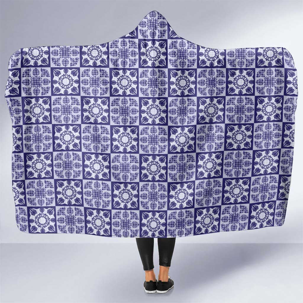 Polu Palaka Quilt Hawaii Hooded Blanket Hawaiian Tropical Monstera Sea Turtle LT14 One Size Blue - Polynesian Pride