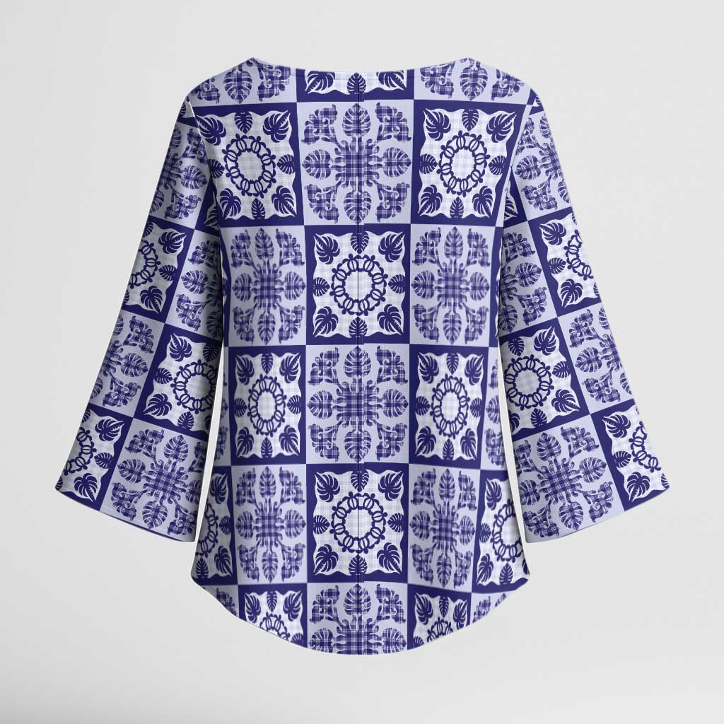 Polu Palaka Quilt Hawaii Kimono Sleeve Blouse Hawaiian Tropical Monstera Sea Turtle LT14 - Polynesian Pride