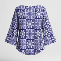 Polu Palaka Quilt Hawaii Kimono Sleeve Blouse Hawaiian Tropical Monstera Sea Turtle LT14 - Polynesian Pride