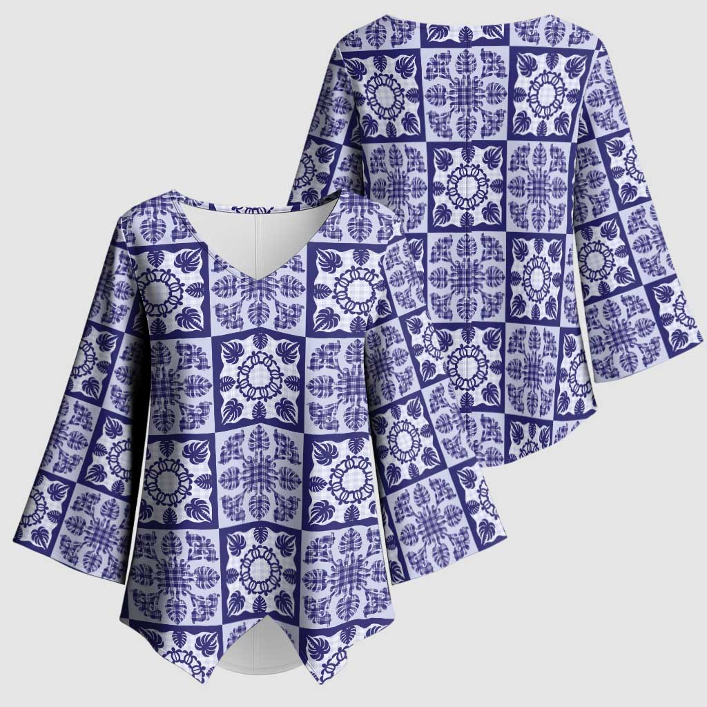 Polu Palaka Quilt Hawaii Kimono Sleeve Blouse Hawaiian Tropical Monstera Sea Turtle LT14 - Polynesian Pride
