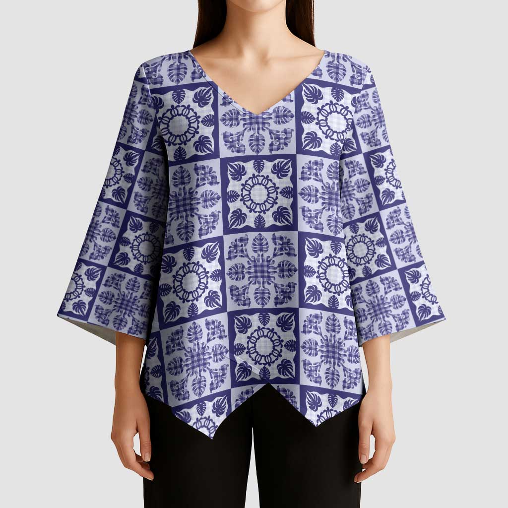 Polu Palaka Quilt Hawaii Kimono Sleeve Blouse Hawaiian Tropical Monstera Sea Turtle LT14 - Polynesian Pride