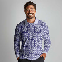 Polu Palaka Quilt Hawaii Long Sleeve Polo Shirt Hawaiian Tropical Monstera Sea Turtle LT14 - Polynesian Pride
