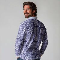 Polu Palaka Quilt Hawaii Long Sleeve Polo Shirt Hawaiian Tropical Monstera Sea Turtle LT14 - Polynesian Pride