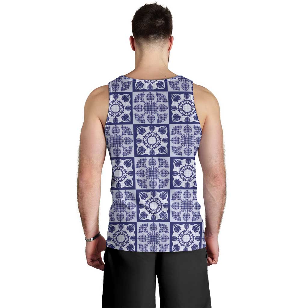Polu Palaka Quilt Hawaii Men Tank Top Hawaiian Tropical Monstera Sea Turtle LT14 - Polynesian Pride