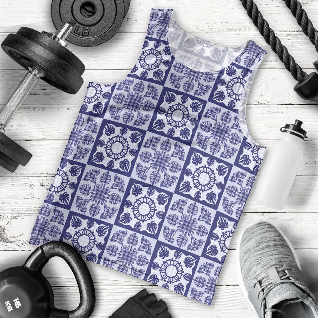 Polu Palaka Quilt Hawaii Men Tank Top Hawaiian Tropical Monstera Sea Turtle LT14 - Polynesian Pride