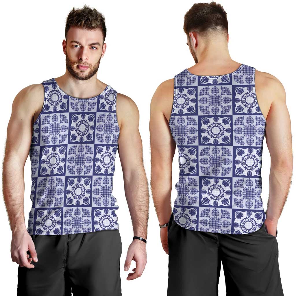 Polu Palaka Quilt Hawaii Men Tank Top Hawaiian Tropical Monstera Sea Turtle LT14 - Polynesian Pride