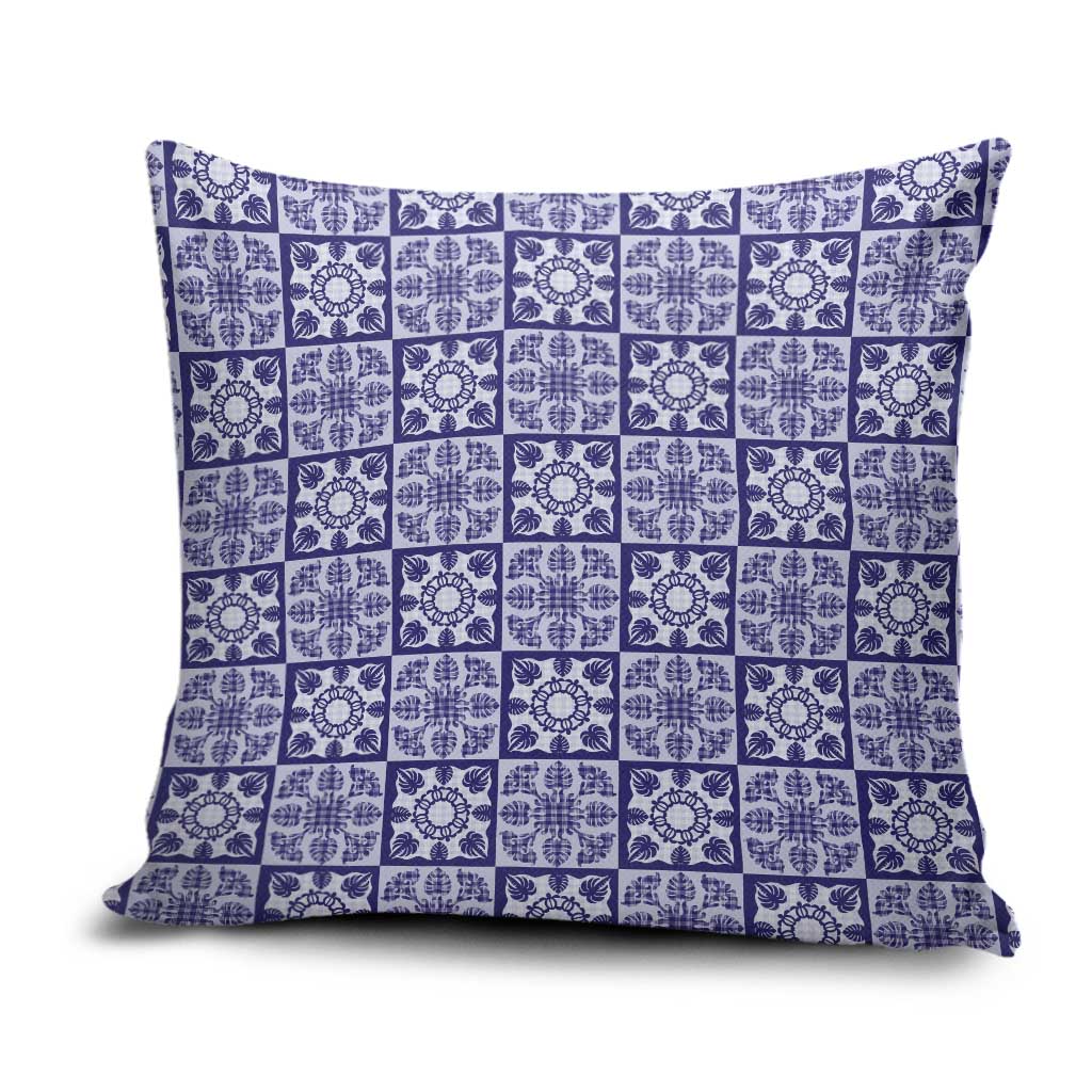 Polu Palaka Quilt Hawaii Pillow Cover Hawaiian Tropical Monstera Sea Turtle LT14 Blue - Polynesian Pride