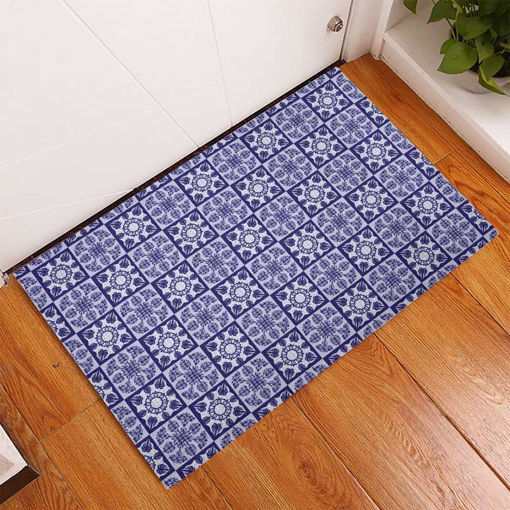 Polu Palaka Quilt Hawaii Rubber Doormat Hawaiian Tropical Monstera Sea Turtle LT14 - Polynesian Pride