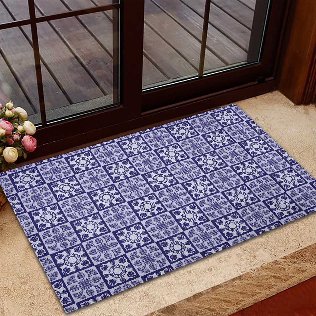 Polu Palaka Quilt Hawaii Rubber Doormat Hawaiian Tropical Monstera Sea Turtle LT14 - Polynesian Pride