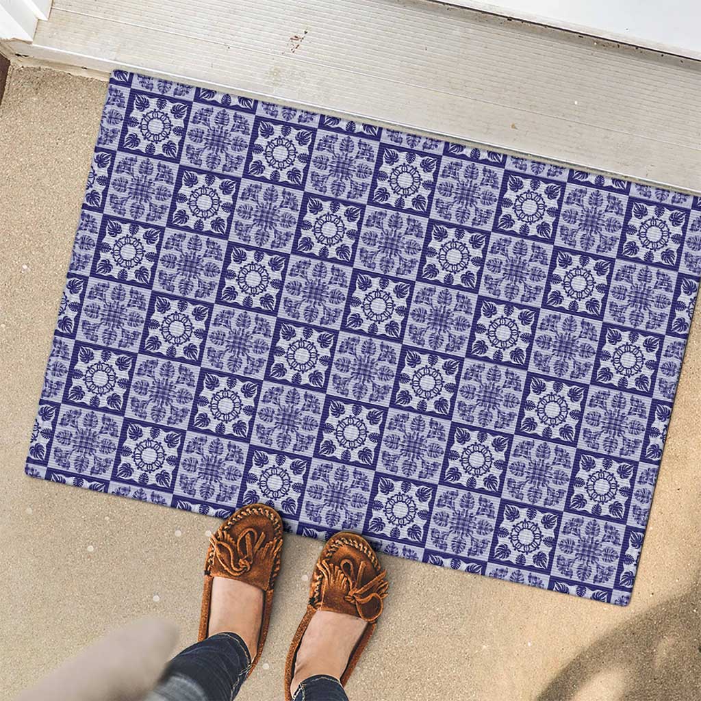 Polu Palaka Quilt Hawaii Rubber Doormat Hawaiian Tropical Monstera Sea Turtle LT14 - Polynesian Pride