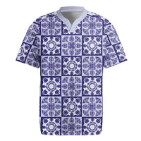 Polu Palaka Quilt Hawaii Rugby Jersey Hawaiian Tropical Monstera Sea Turtle LT14 Blue - Polynesian Pride