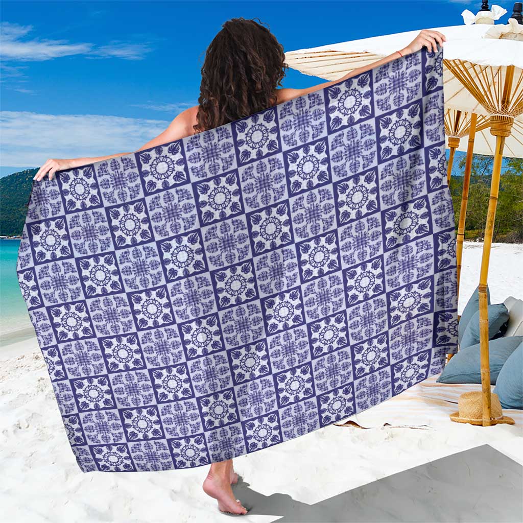 Polu Palaka Quilt Hawaii Sarong Hawaiian Tropical Monstera Sea Turtle LT14 One Size 44 x 66 inches Blue - Polynesian Pride