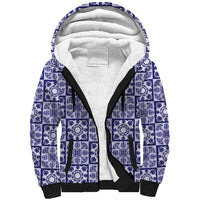 Polu Palaka Quilt Hawaii Sherpa Hoodie Hawaiian Tropical Monstera Sea Turtle LT14 Unisex Blue - Polynesian Pride