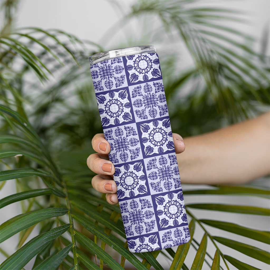 Polu Palaka Quilt Hawaii Skinny Tumbler Hawaiian Tropical Monstera Sea Turtle LT14 - Polynesian Pride