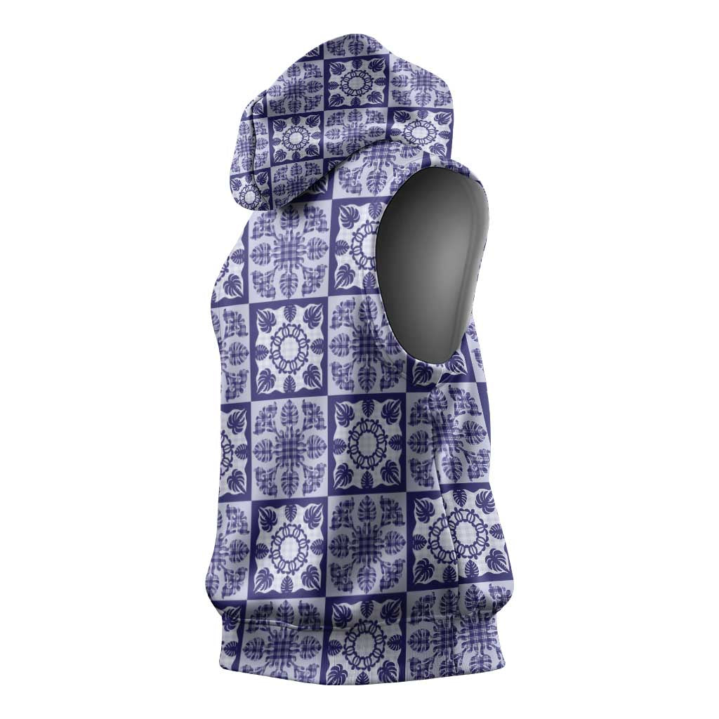 Polu Palaka Quilt Hawaii Sleeveless Hoodie Hawaiian Tropical Monstera Sea Turtle LT14 - Polynesian Pride