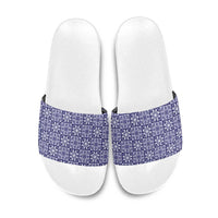 Polu Palaka Quilt Hawaii Slide Sandals Hawaiian Tropical Monstera Sea Turtle LT14 Blue - Polynesian Pride