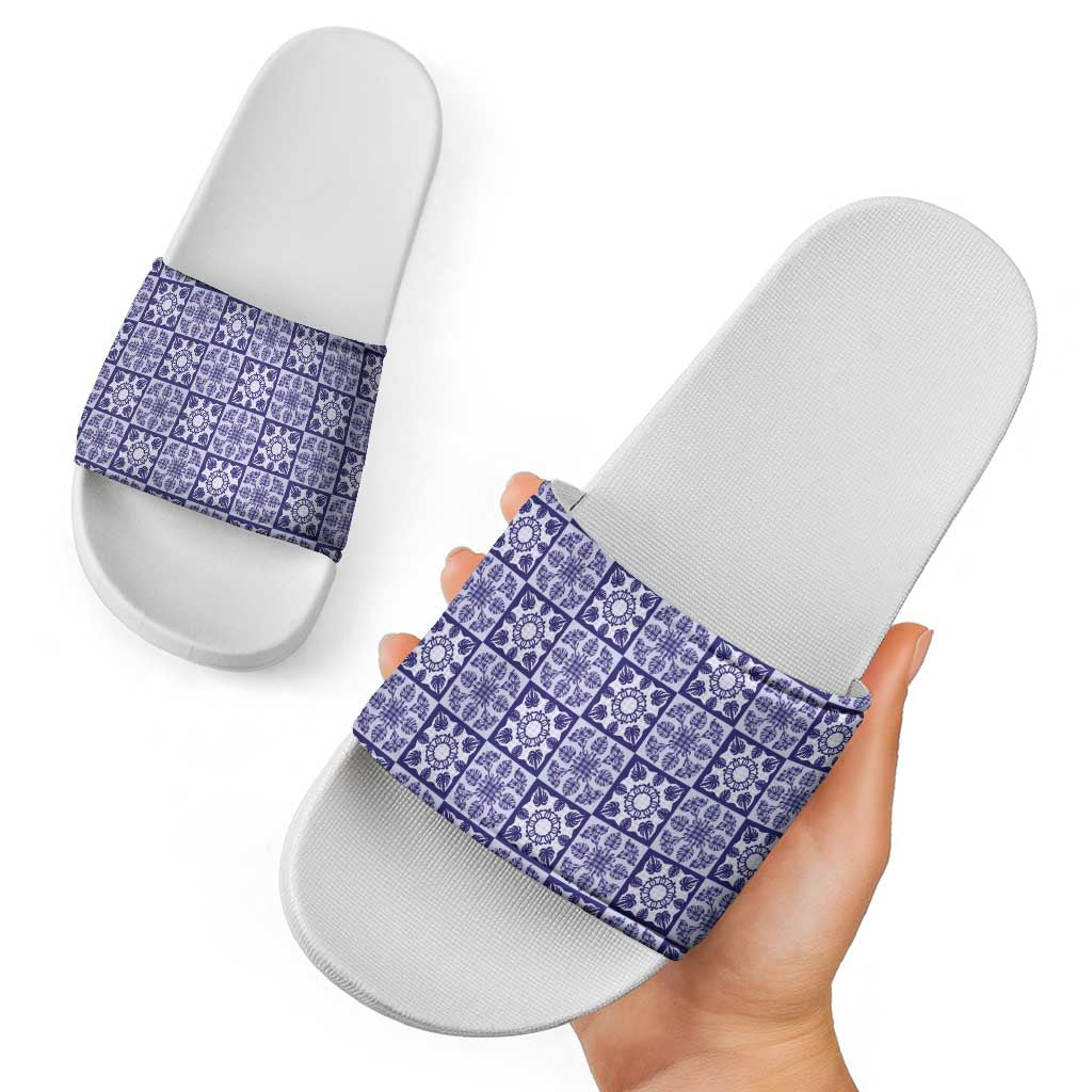 Polu Palaka Quilt Hawaii Slide Sandals Hawaiian Tropical Monstera Sea Turtle LT14 - Polynesian Pride
