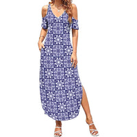 Polu Palaka Quilt Hawaii Summer Maxi Dress Hawaiian Tropical Monstera Sea Turtle