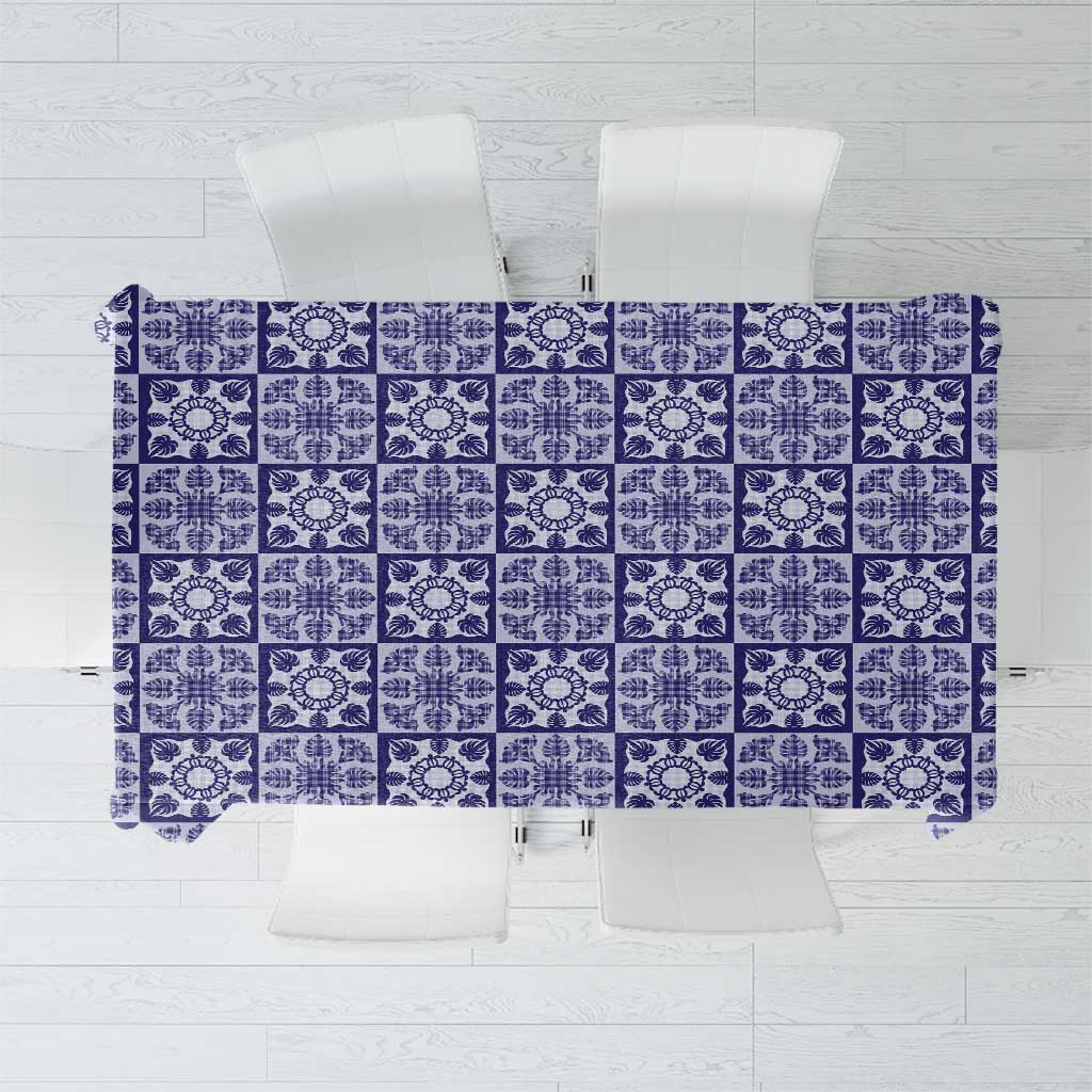Polu Palaka Quilt Hawaii Tablecloth Hawaiian Tropical Monstera Sea Turtle LT14 Blue - Polynesian Pride