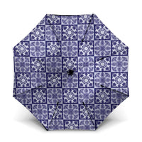 Polu Palaka Quilt Hawaii Umbrella Hawaiian Tropical Monstera Sea Turtle LT14 One Size Folded 11.42 inch Opened Diameter 37.4 inch Blue - Polynesian Pride