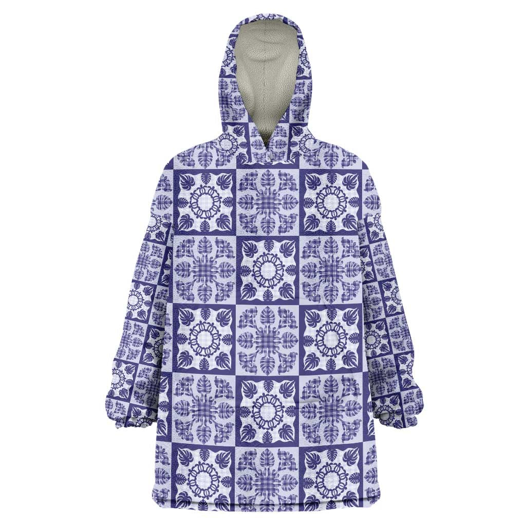 Polu Palaka Quilt Hawaii Wearable Blanket Hoodie Hawaiian Tropical Monstera Sea Turtle LT14 One Size Blue - Polynesian Pride