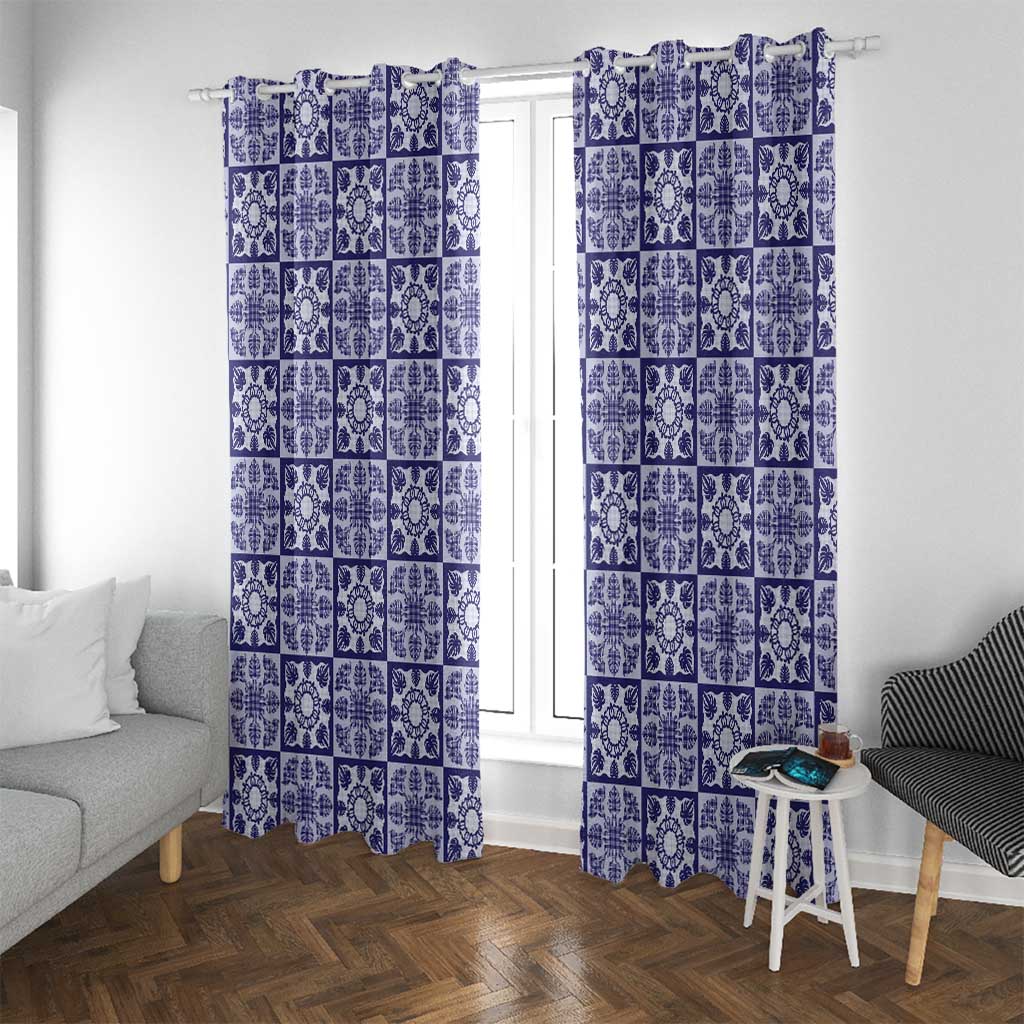 Polu Palaka Quilt Hawaii Window Curtain Hawaiian Tropical Monstera Sea Turtle LT14 With Grommets Blue - Polynesian Pride