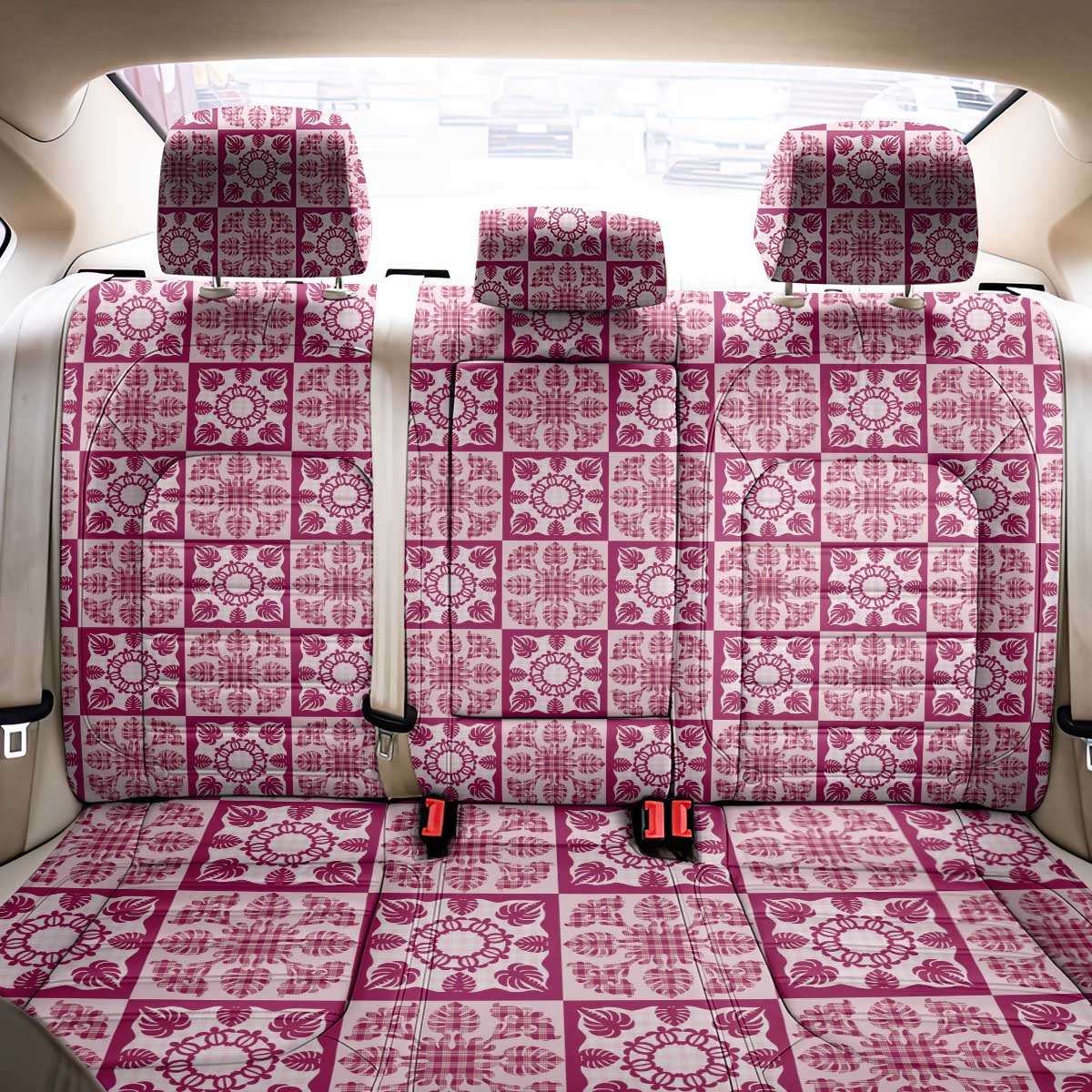 Akala Palaka Quilt Hawaii Back Car Seat Cover Hawaiian Tropical Monstera Sea Turtle LT14 - Polynesian Pride