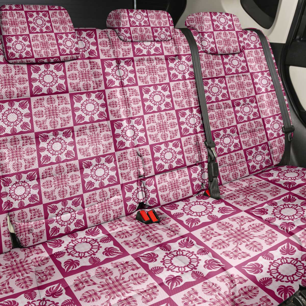 Akala Palaka Quilt Hawaii Back Car Seat Cover Hawaiian Tropical Monstera Sea Turtle LT14 - Polynesian Pride