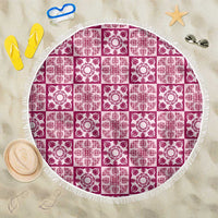 Akala Palaka Quilt Hawaii Beach Blanket Hawaiian Tropical Monstera Sea Turtle LT14 One Size 150cm Pink - Polynesian Pride