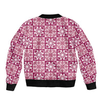 Akala Palaka Quilt Hawaii Bomber Jacket Hawaiian Tropical Monstera Sea Turtle LT14 - Polynesian Pride