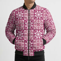 Akala Palaka Quilt Hawaii Bomber Puffer Jacket Hawaiian Tropical Monstera Sea Turtle LT14 - Polynesian Pride