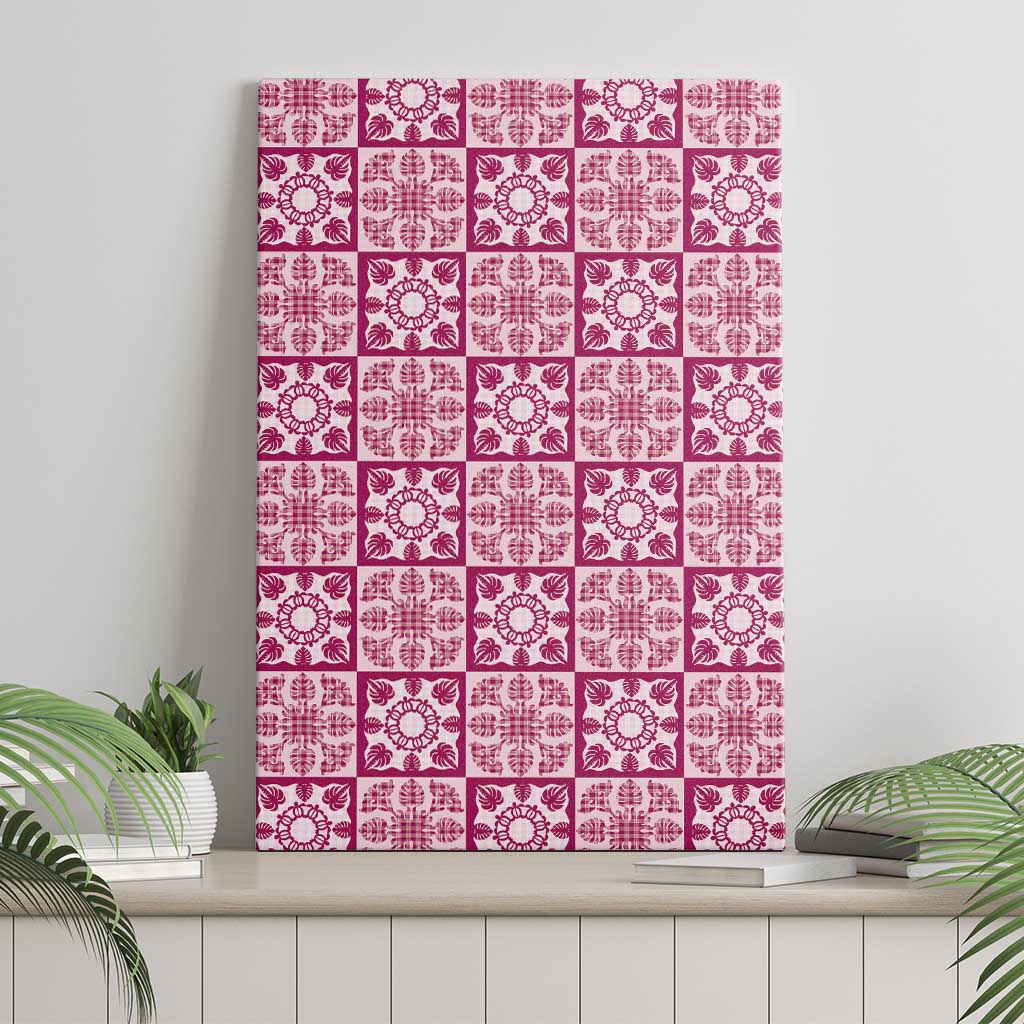 Akala Palaka Quilt Hawaii Canvas Wall Art Hawaiian Tropical Monstera Sea Turtle LT14 - Polynesian Pride