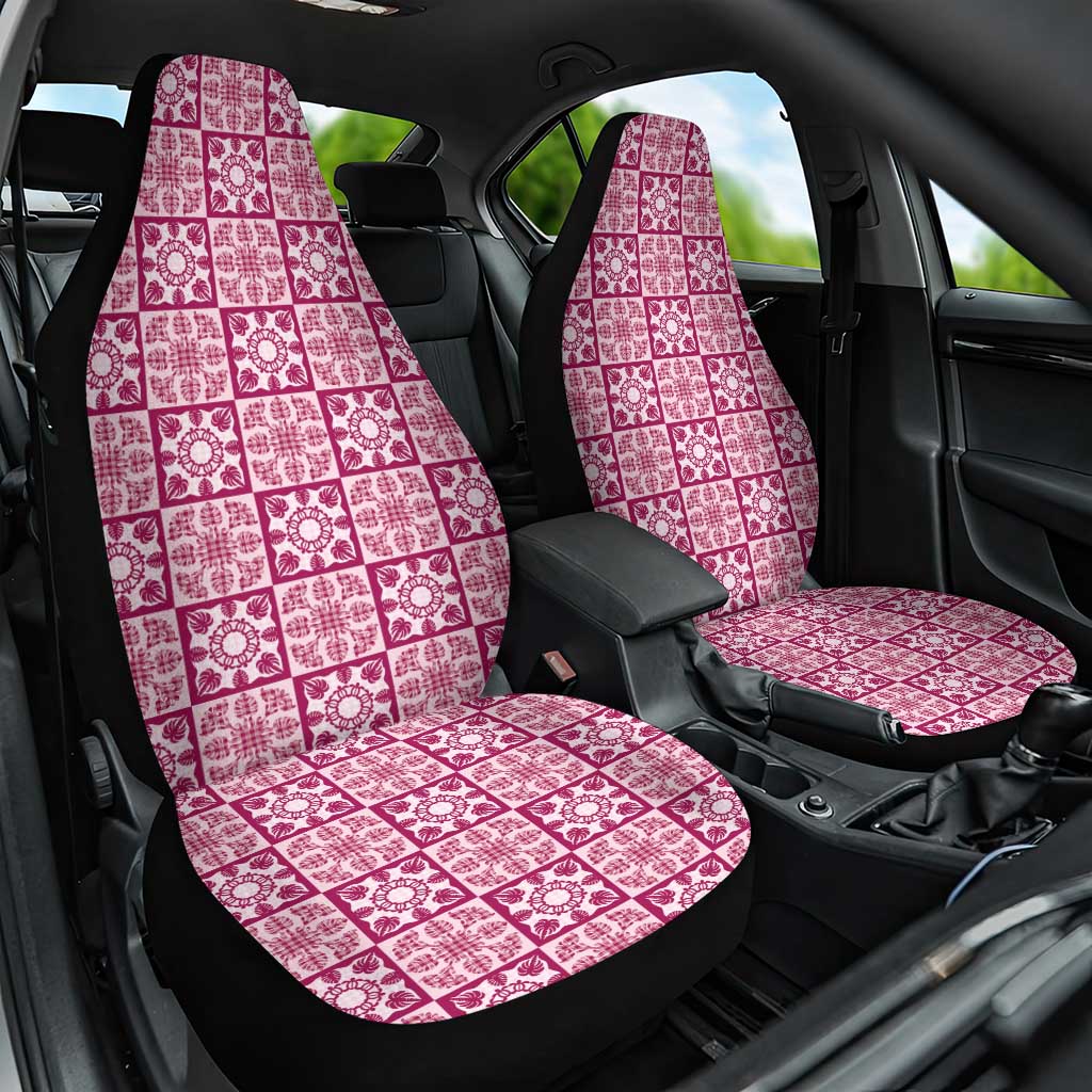Akala Palaka Quilt Hawaii Car Seat Cover Hawaiian Tropical Monstera Sea Turtle LT14 One Size Pink - Polynesian Pride