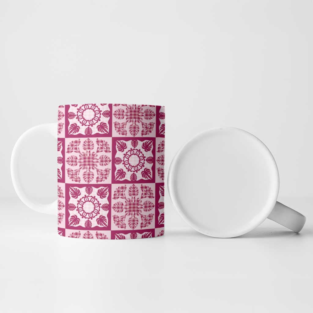 Akala Palaka Quilt Hawaii Ceramic Mug Hawaiian Tropical Monstera Sea Turtle LT14 - Polynesian Pride