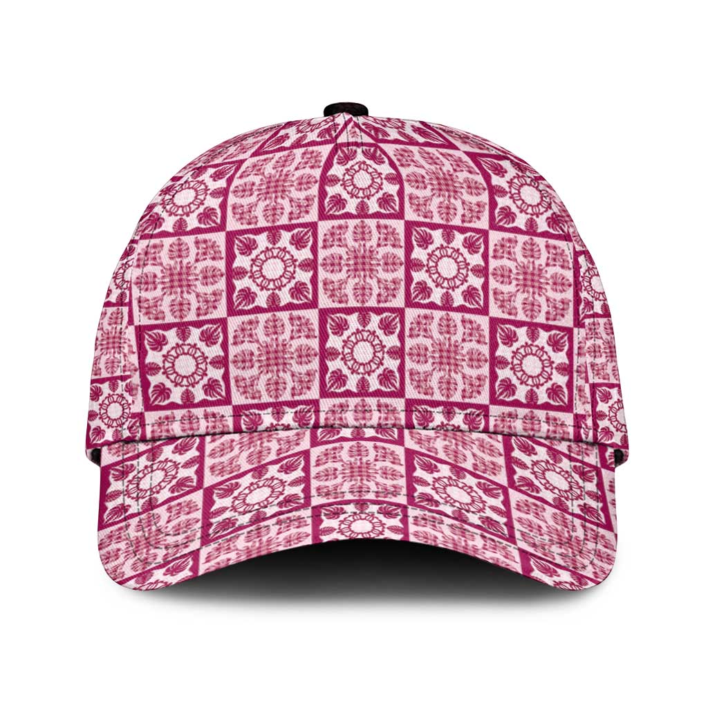 Akala Palaka Quilt Hawaii Classic Cap Hawaiian Tropical Monstera Sea Turtle LT14 Universal Fit Pink - Polynesian Pride
