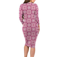 Akala Palaka Quilt Hawaii Family Matching Long Sleeve Bodycon Dress and Hawaiian Shirt Hawaiian Tropical Monstera Sea Turtle