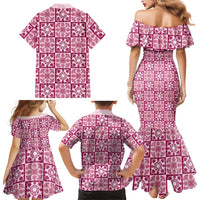 Akala Palaka Quilt Hawaii Family Matching Mermaid Dress and Hawaiian Shirt Hawaiian Tropical Monstera Sea Turtle