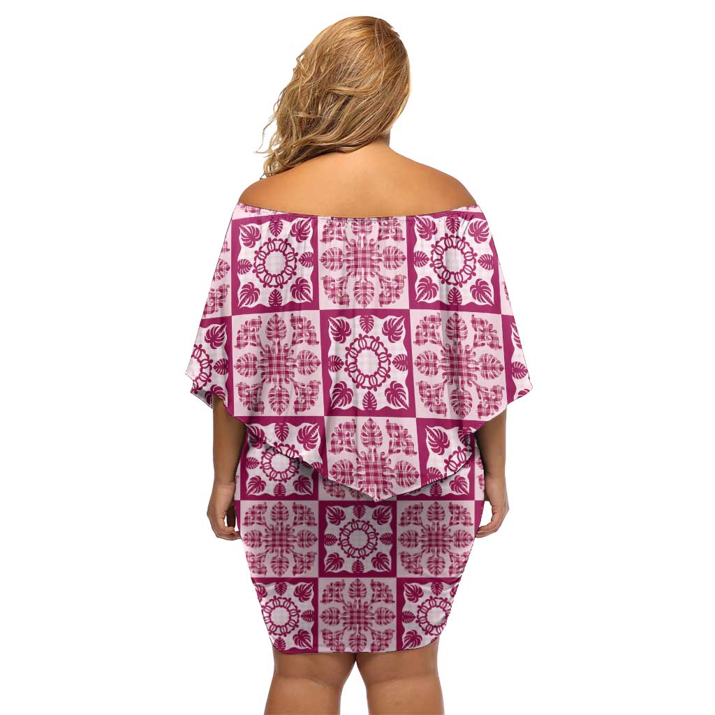 Akala Palaka Quilt Hawaii Family Matching Off Shoulder Short Dress and Hawaiian Shirt Hawaiian Tropical Monstera Sea Turtle