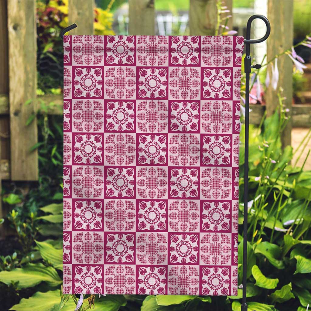 Akala Palaka Quilt Hawaii Garden Flag Hawaiian Tropical Monstera Sea Turtle LT14 Garden Flag Pink - Polynesian Pride