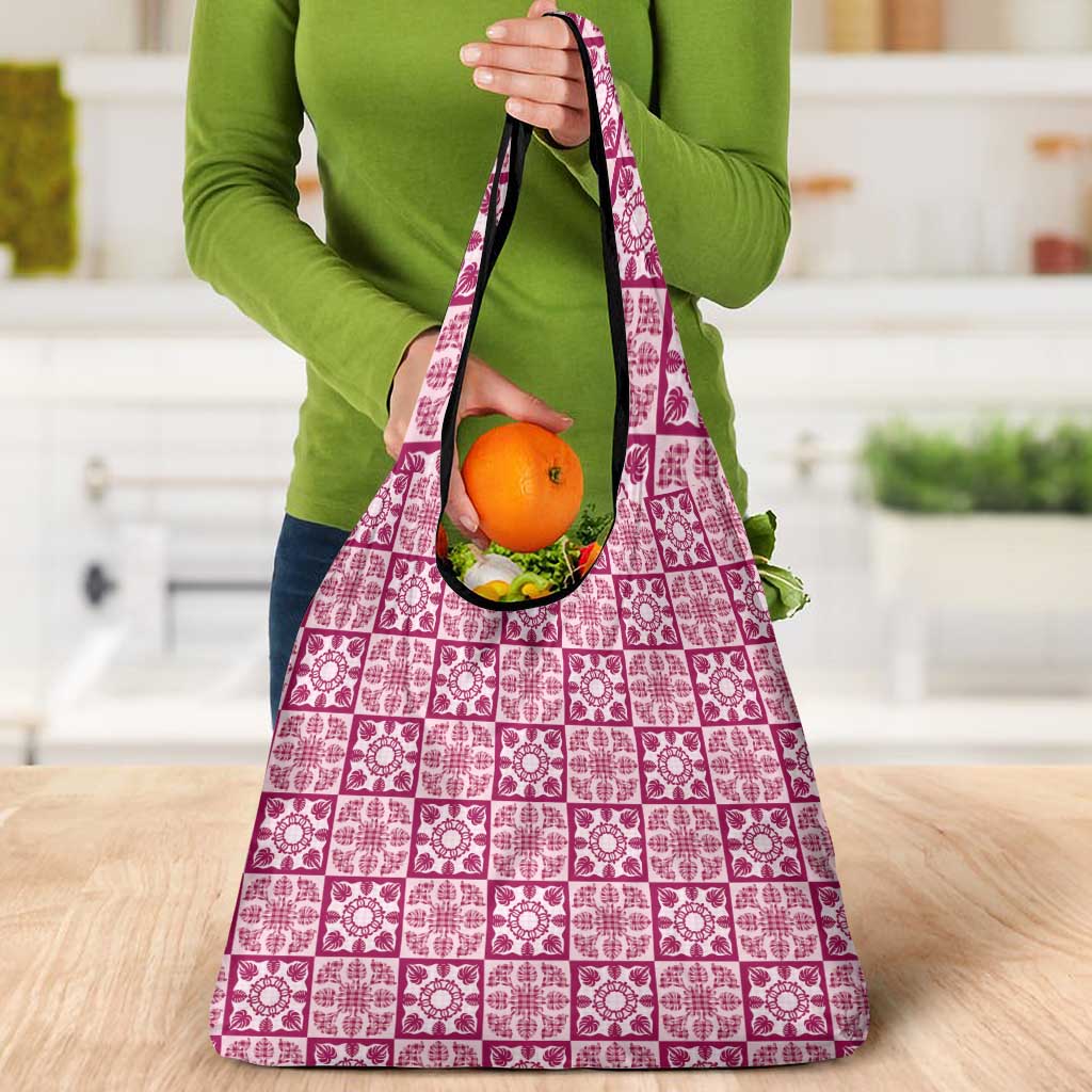 Akala Palaka Quilt Hawaii Grocery Bag Hawaiian Tropical Monstera Sea Turtle LT14 - Polynesian Pride