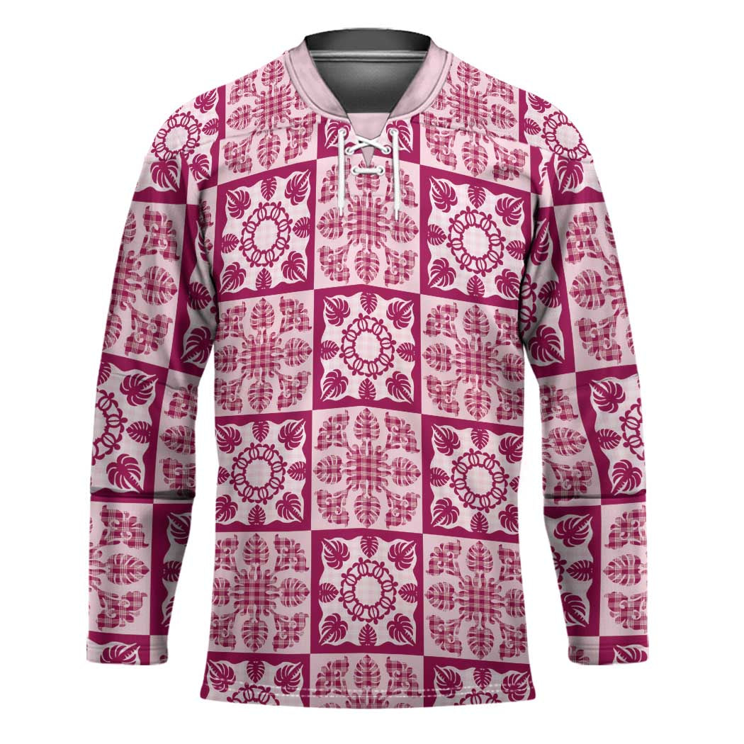 Akala Palaka Quilt Hawaii Hockey Jersey Hawaiian Tropical Monstera Sea Turtle