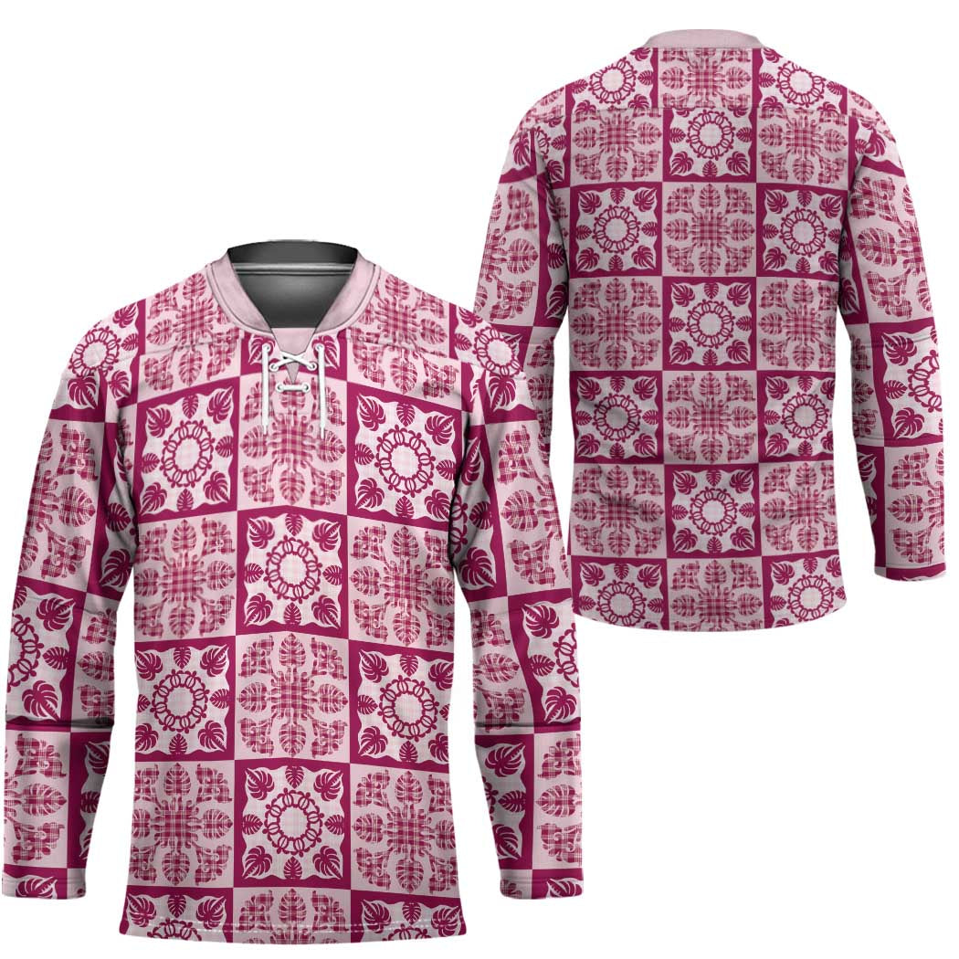 Akala Palaka Quilt Hawaii Hockey Jersey Hawaiian Tropical Monstera Sea Turtle LT14 - Polynesian Pride