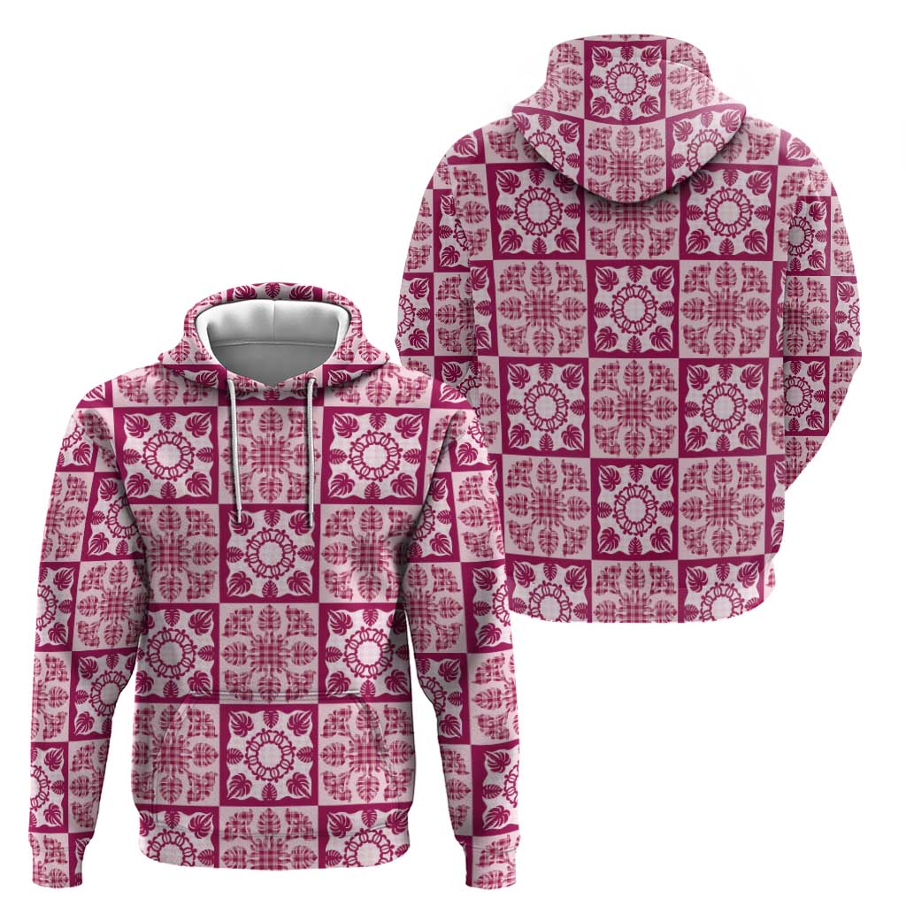 Akala Palaka Quilt Hawaii Hoodie Hawaiian Tropical Monstera Sea Turtle LT14 - Polynesian Pride