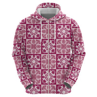 Akala Palaka Quilt Hawaii Hoodie Hawaiian Tropical Monstera Sea Turtle LT14 - Polynesian Pride