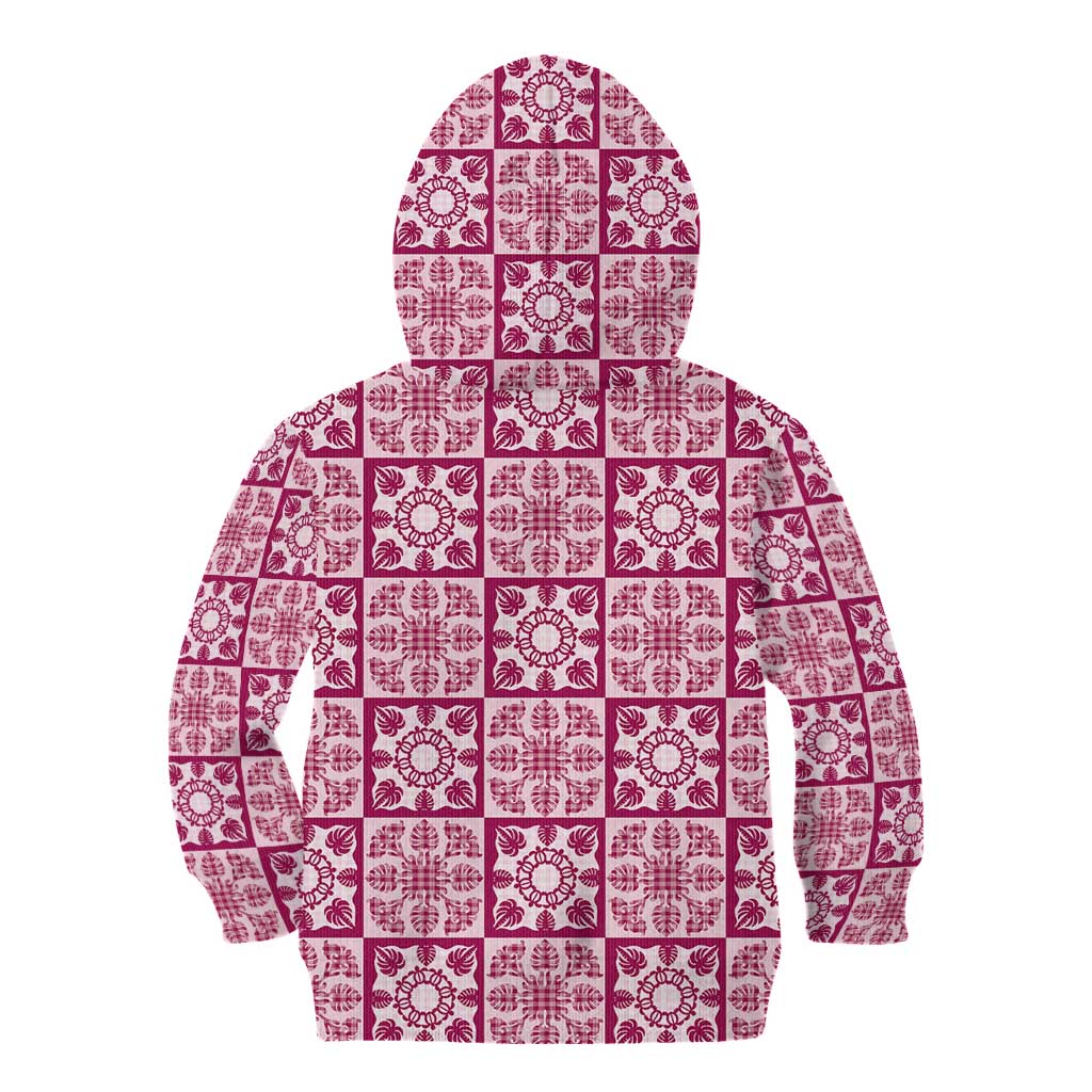 Akala Palaka Quilt Hawaii Kid Hoodie Hawaiian Tropical Monstera Sea Turtle
