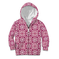 Akala Palaka Quilt Hawaii Kid Hoodie Hawaiian Tropical Monstera Sea Turtle
