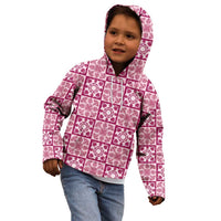 Akala Palaka Quilt Hawaii Kid Hoodie Hawaiian Tropical Monstera Sea Turtle