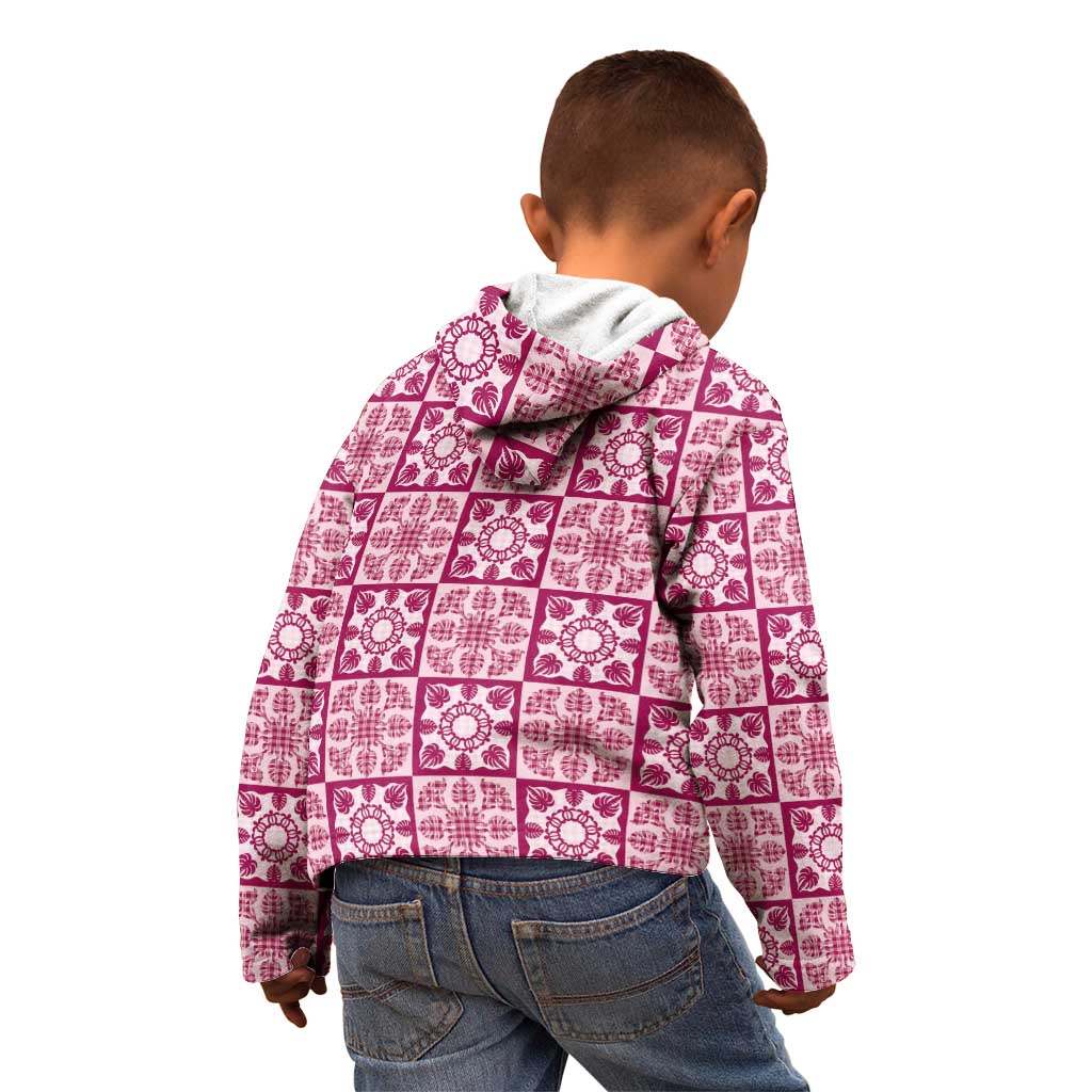 Akala Palaka Quilt Hawaii Kid Hoodie Hawaiian Tropical Monstera Sea Turtle